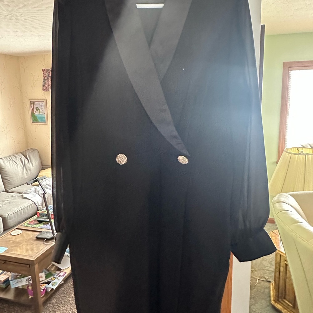 Elegant Black Double-Breasted Blazer Dress